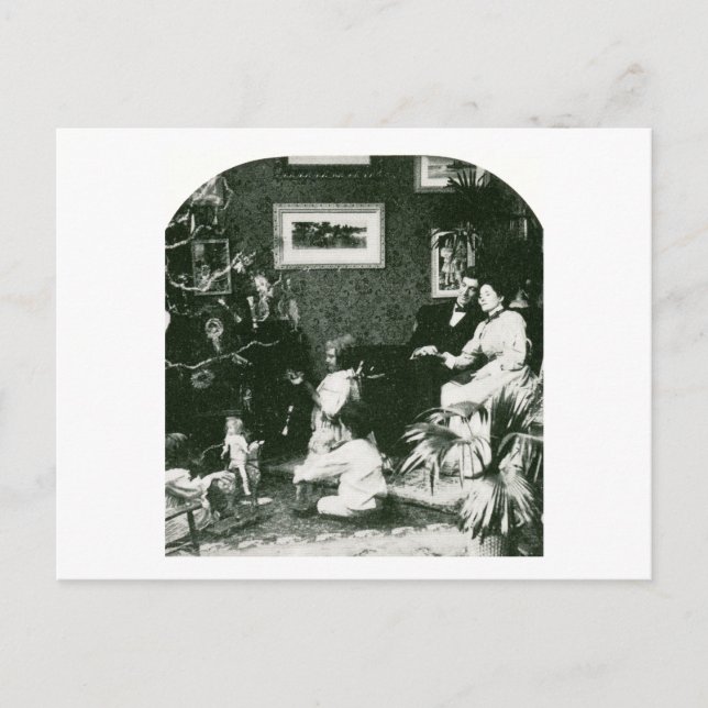 Postal Festiva Navidades de familia vintage - Stereoview (Anverso)