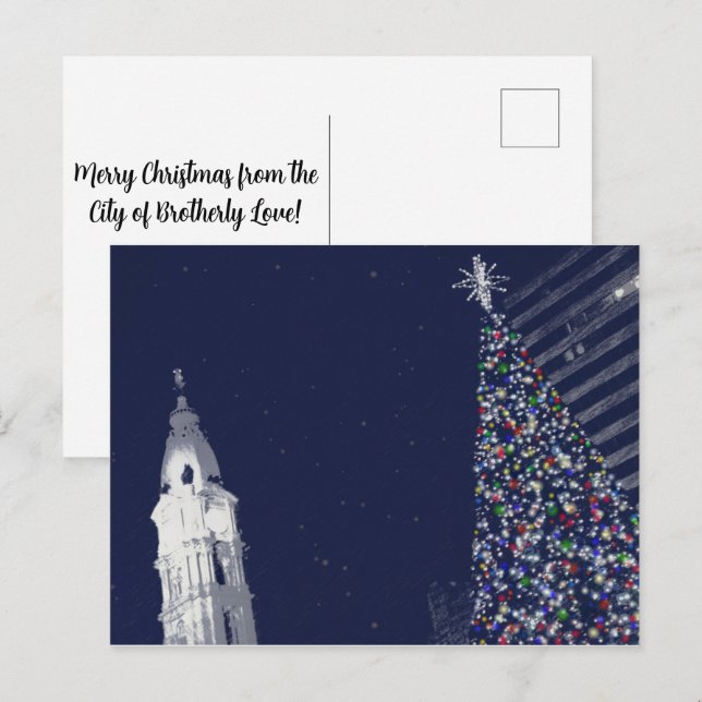 Postal Festiva Navidades de Filadelfia con texto de personalizabl (Anverso / Reverso)