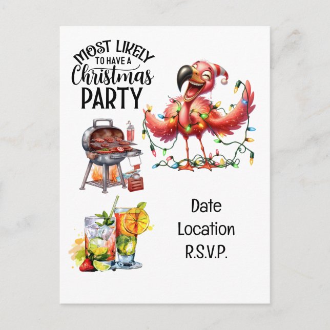 Postal Festiva Navidades de Flamingo en el Fiesta de julio (Anverso)