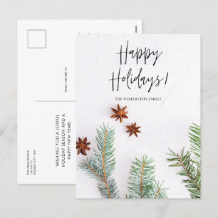Postal Festiva Navidades de Foliage de Felices Fiestas de Guión M