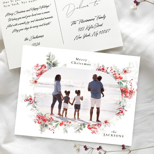 Postal Festiva navidades de fotografía de coronas de cuadros clás (Subido por el creador)