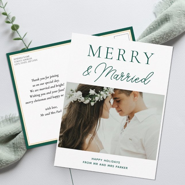 Postal Festiva Navidades de fotografía de escritura verde moderna (Subido por el creador)