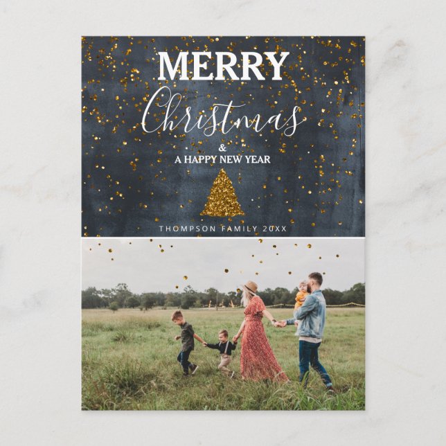 Postal Festiva Navidades de fotografía de la familia personalizad (Anverso)