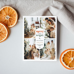 Postal Festiva Navidades de fotografía de la familia Retro