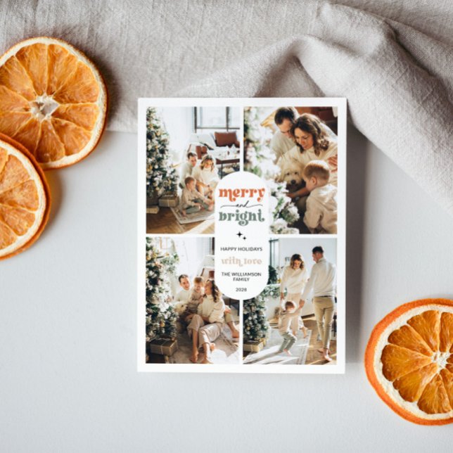 Postal Festiva Navidades de fotografía de la familia Retro (Retro Christmas Holiday Postcard)