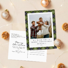 Postal Festiva Navidades de fotografía de la familia Rustic Plaid