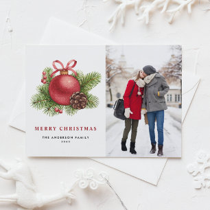 Postal Festiva Navidades de fotografía de ornamentos de la bola r