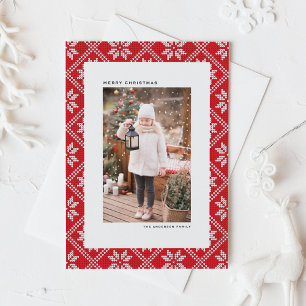 Postal Festiva Navidades de fotografía del patrón de Knit de la I