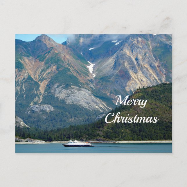 Postal Festiva Navidades de fotografía en barco del Glaciar Alask (Anverso)