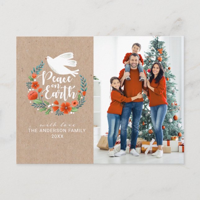 Postal Festiva Navidades de fotografía familiares de Modern Peace (Anverso)