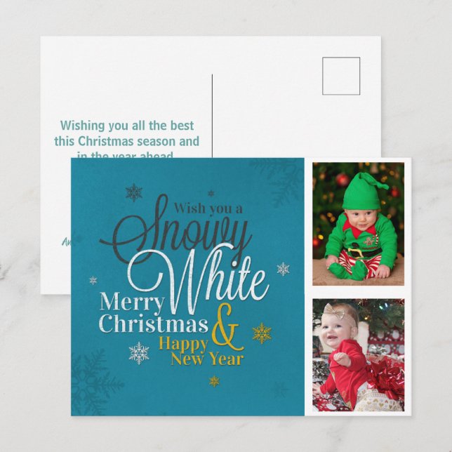 Postal Festiva Navidades de fotografía familiares de niños con co (Anverso / Reverso)