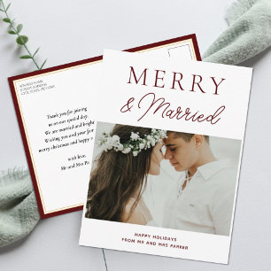 Postal Festiva Navidades de fotografía modernos con escritura roj