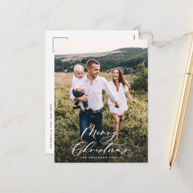 Postal Festiva Navidades de fotografía modernos mínimos guión ele (Anverso/Reverso In Situ)