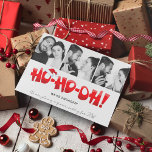 Postal Festiva Navidades de fotografía que estamos comprometidos<br><div class="desc">"¡Ho Ho Ho Oh!" Graciosa Tarjeta de felicitación por festividad fotográfica, diseñada para celebrar el amor y la alegría de una pareja recién contratada durante esta mágica temporada de fiestas! Anuncie su compromiso y envíe sus deseos de vacaciones con esta tarjeta postal de diseño de texto de tres fotos "Ho-Ho-Oh!"....</div>
