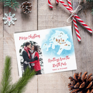 Postal Festiva Navidades de fotografía únicos del mapa del Polo N