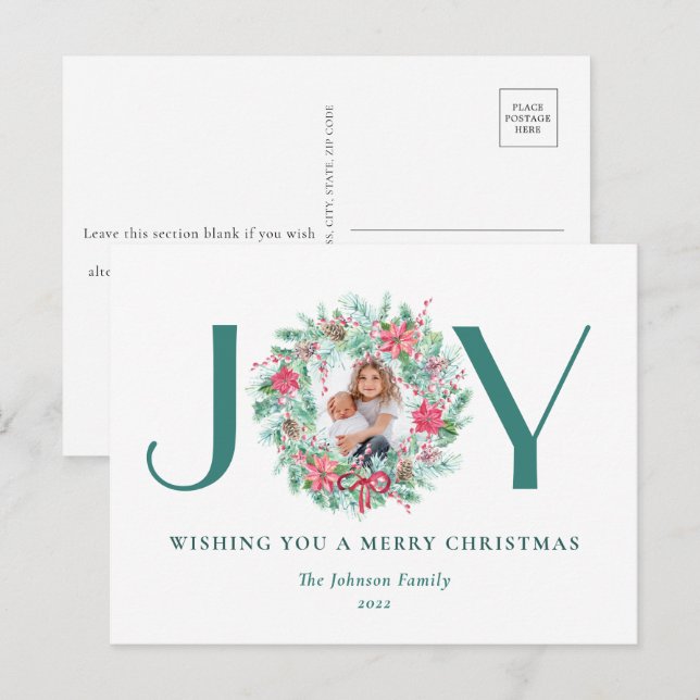 Postal Festiva Navidades de Fotografías y JAY de Acuarela Elegant (Anverso / Reverso)