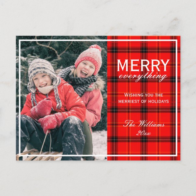 Postal Festiva Navidades de fotos familiares de Merry Everything  (Anverso)