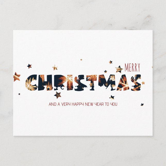 Postal Festiva Navidades de fuegos artificiales y oro moderno de  (Anverso)