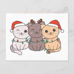 Postal Festiva Navidades de gato animales adoran gatos