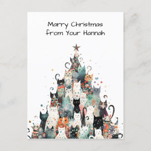 Postal Festiva navidades de gatos