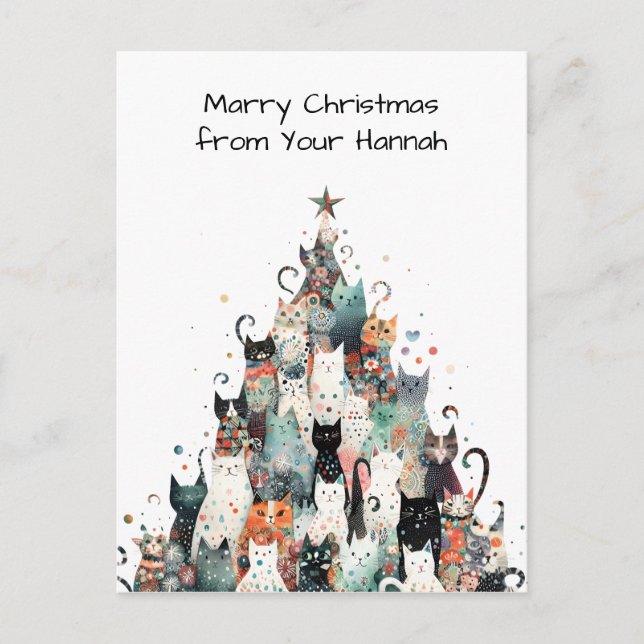 Postal Festiva navidades de gatos (Anverso)