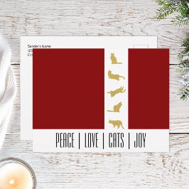 Postal Festiva Navidades de gatos de oro blanco rojo moderno