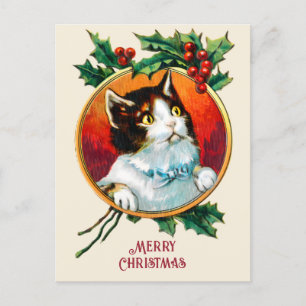 Postal Festiva Navidades de gatos lindos de la época