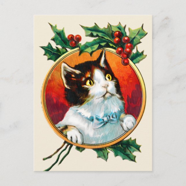Postal Festiva Navidades de gatos lindos de la época (Anverso)