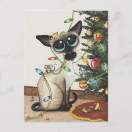 Postal Festiva Navidades De Gatos Siameses Iluminan Por Amy Lyn B