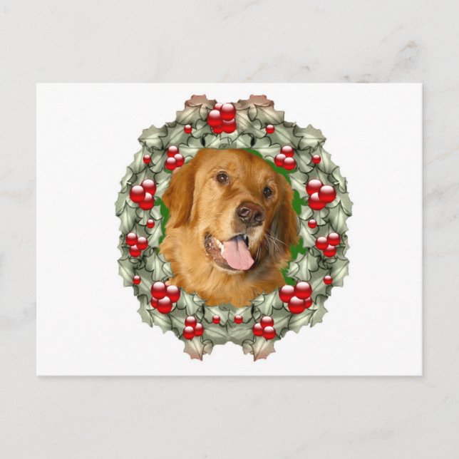 Postal Festiva Navidades de Golden Retriever (Anverso)