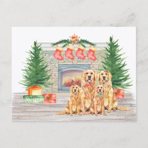 Postal Festiva Navidades de Golden Retriever Dog Lover