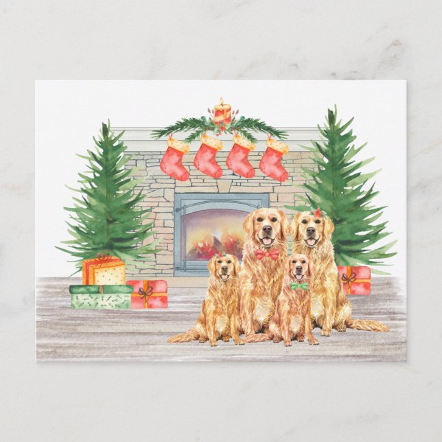 Postal Festiva Navidades de Golden Retriever Dog Lover (Anverso)