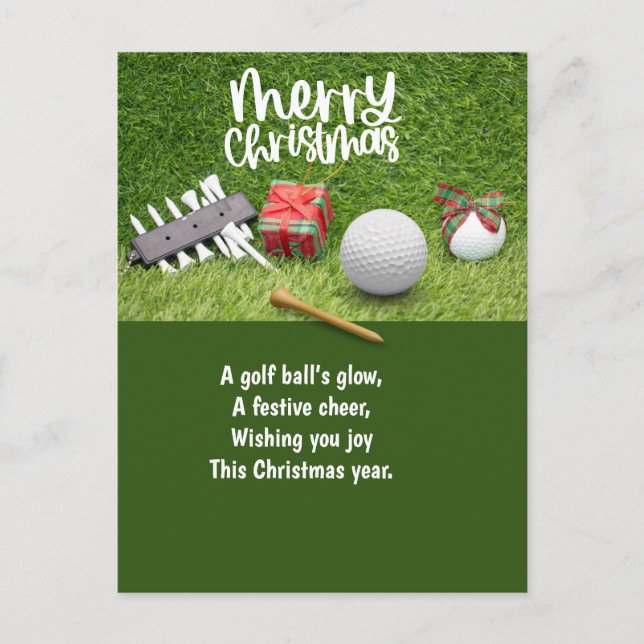 Postal Festiva Navidades de golf con bolas de golf (Anverso)