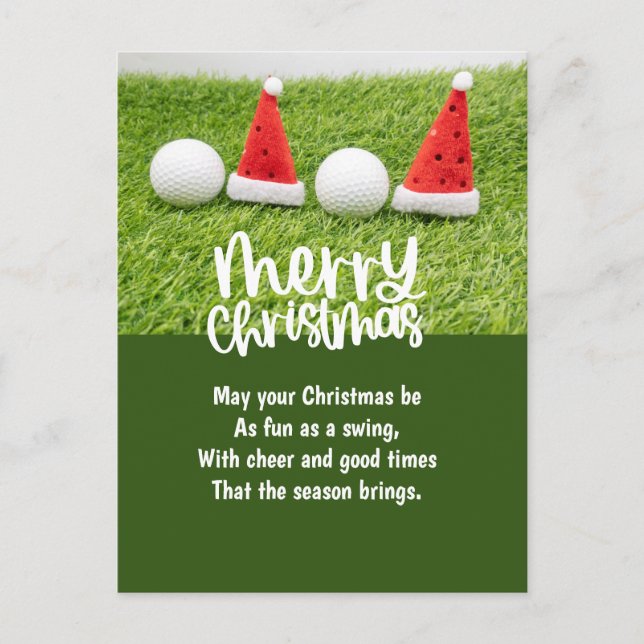 Postal Festiva Navidades de golf con bolas de golf (Anverso)