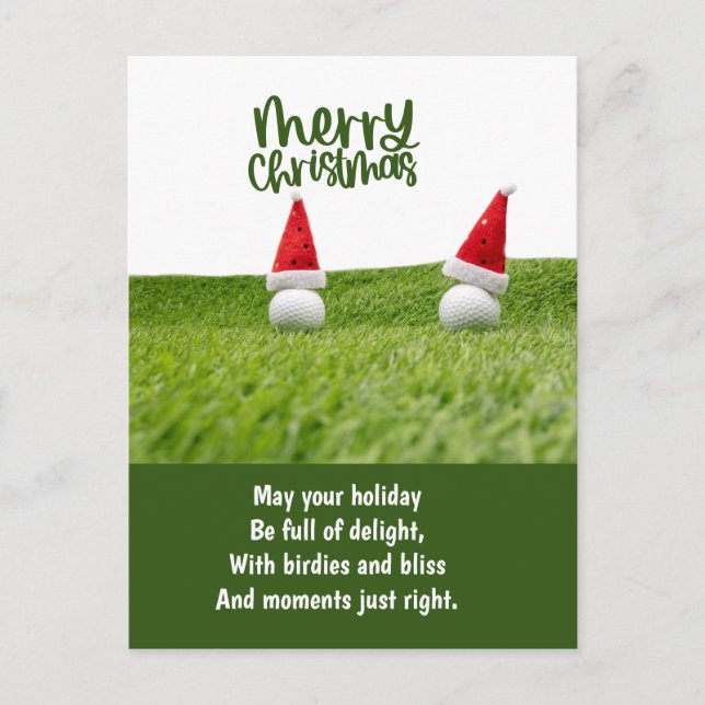 Postal Festiva Navidades de golf con bolas de golf (Anverso)
