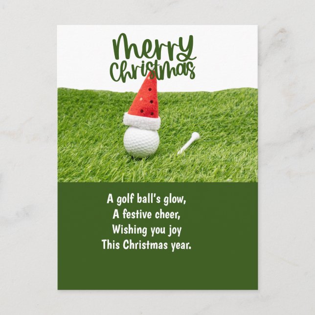 Postal Festiva Navidades de golf con bolas de golf (Anverso)