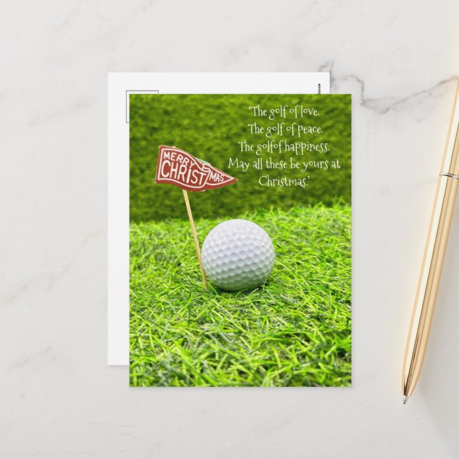 Postal Festiva Navidades de golf con pelota de golf sobre césped  (Anverso/Reverso In Situ)