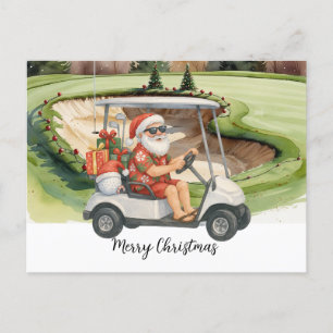 Postal Festiva Navidades de golf con Santa Claus