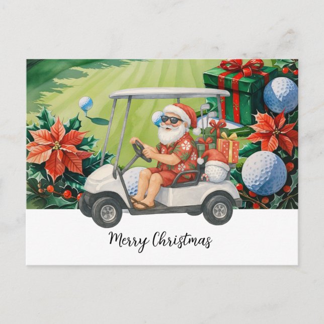 Postal Festiva Navidades de golf con Santa Claus (Anverso)