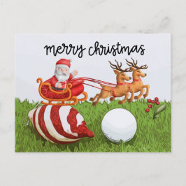 Postal Festiva Navidades de golf con Santa Claus para Golfer