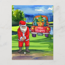 Postal Festiva Navidades de golf de Santa Claus en Bunker