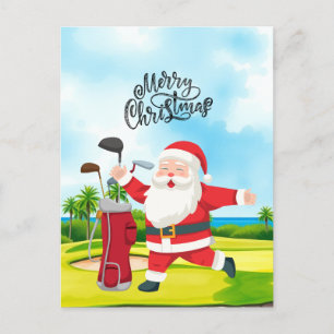 Postal Festiva Navidades de golf de Santa Claus Golfer
