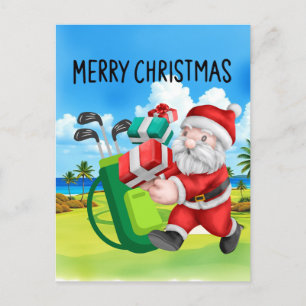 Postal Festiva Navidades de golf de Santa Claus Golfer