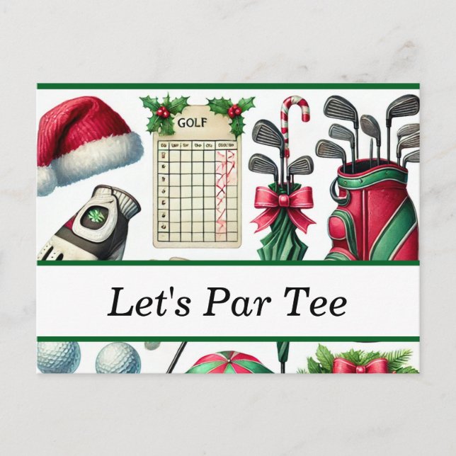 Postal Festiva Navidades de golf en julio para golfistas con Sant (Anverso)
