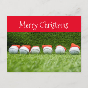 Postal Festiva Navidades de golf festejan con sombrero Santa sobr