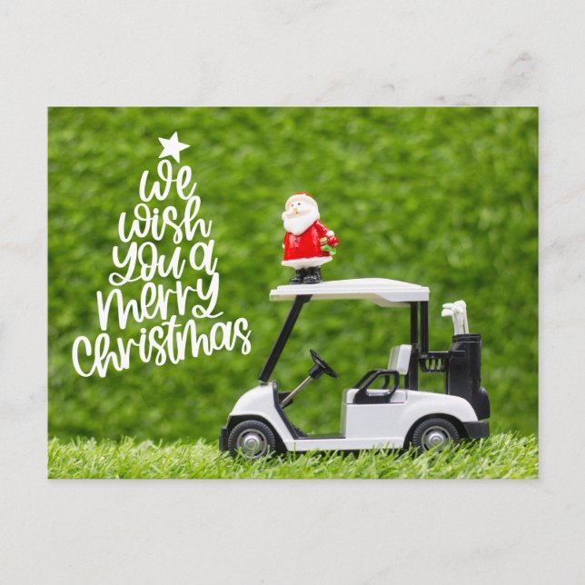 Postal Festiva Navidades de golf temáticos para golfistas (Anverso)