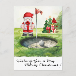Postal Festiva Navidades de golf temáticos para golfistas en curs