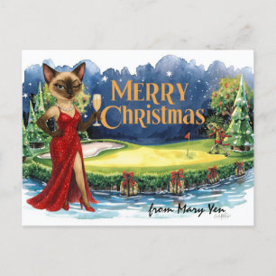 Postal Festiva Navidades de golf temáticos para mujeres amantes d