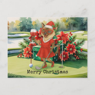 Postal Festiva Navidades de golf temáticos para mujeres amantes d