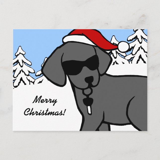 Postal Festiva Navidades de Guay Black Lab Personalizado Snow Woo (Anverso)
